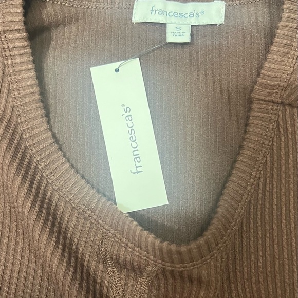 Lucy Rib Knit Shift Mini Dress Brown S - Picture 9 of 9